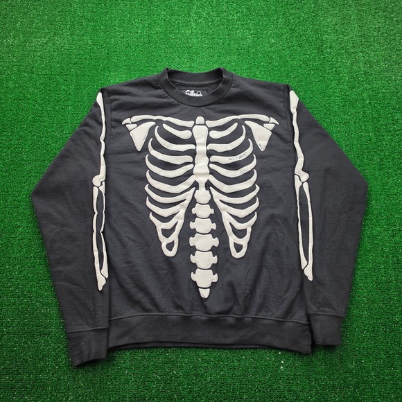 Six Flags Other - Six Flags Skeleton Sweatshirt Mens Medium Black Fright Fest Halloween Rib Cage